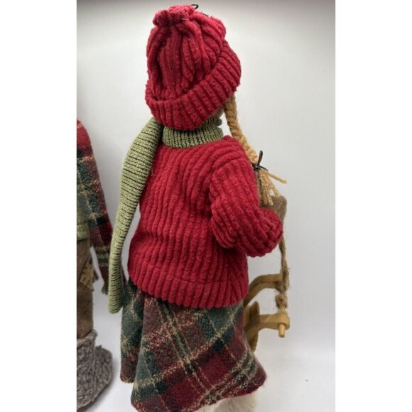 Vintage German Boy Skier and Girl with Sled (Pair) - Picture 4 of 14